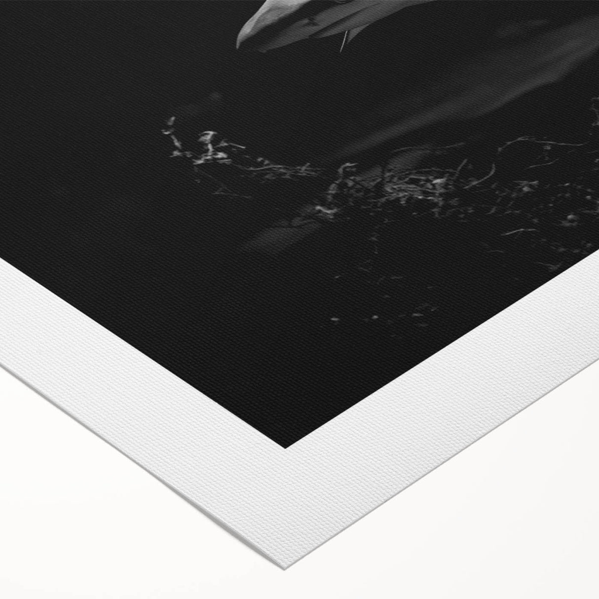 Rolled canvas wall art showcasing a vibrant shark design inspired by marine life, featuring intricate details and bold colors, ideal for ocean-themed decor.
