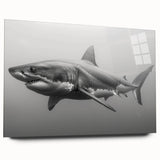 Vibrant acrylic wall art showcasing a detailed shark design, perfect for marine life enthusiasts. The artwork features rich colors and sleek glass finish, ideal for modern decor.