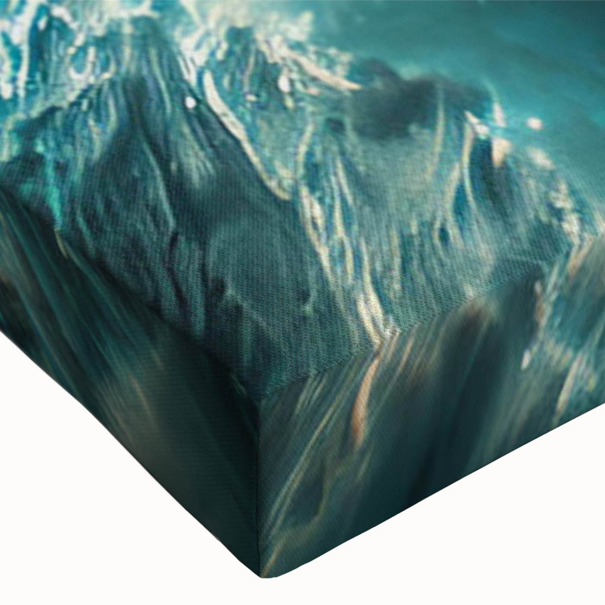 Close-up of a vibrant marine life wall art canvas showcasing a detailed shark design, perfect for ocean-themed decor in homes or offices. Ideal for marine enthusiasts.
