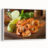 Framed wall art featuring a vibrant marine life design with colorful shrimp, displayed against a white background, perfect for ocean-themed decor.