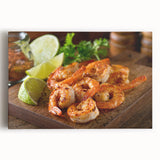 Vibrant stretched canvas wall art featuring a detailed design of marine life shrimp, showcasing intricate colors and textures, ideal for ocean-themed decor.