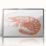 Framed acrylic wall art showcasing a vibrant marine life shrimp design in silver, perfect for ocean-themed decor, enhancing any contemporary space.