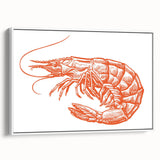 Framed wall art featuring a vibrant marine life design with colorful shrimp, elegantly displayed on a white background, perfect for aquatic-themed decor.