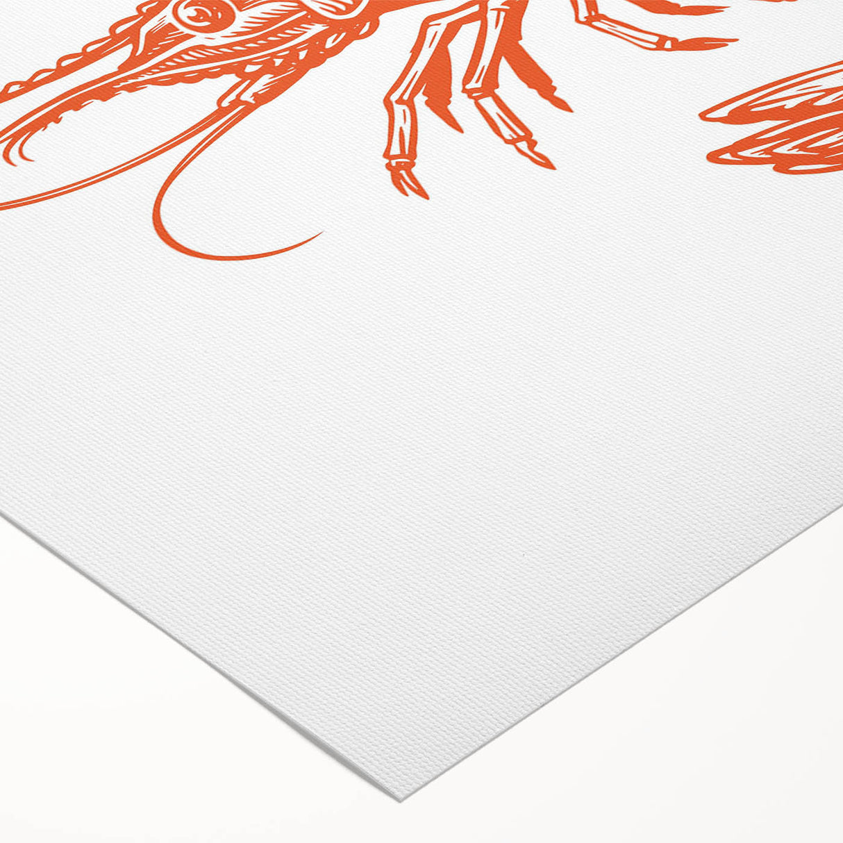 Vibrant rolled canvas wall art showcasing a detailed marine life shrimp design, featuring rich colors and intricate patterns, perfect for ocean-themed decor.