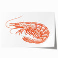 Vibrant marine life wall art featuring a colorful shrimp design on a rolled print, ideal for ocean-themed decor. Perfect for enhancing coastal interiors.