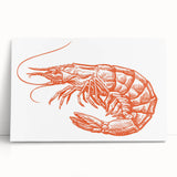 Stretched canvas wall art showcasing a vibrant marine life shrimp design, featuring rich colors and intricate details, perfect for ocean-themed decor.