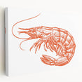 Vibrant marine life wall art showcasing a colorful shrimp design printed on stretched canvas, perfect for ocean-themed decor. Ideal for adding a touch of aquatic beauty to any space.