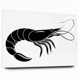 Colorful wall art showcasing a detailed marine life shrimp design in an acrylic glass frame, viewed from the side, perfect for aquatic decor enthusiasts.