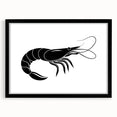 Framed wall art featuring a vibrant marine life shrimp design with a black mat, showcasing intricate details ideal for aquatic-themed decor. Perfect for enhancing coastal interiors.