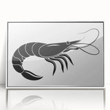Framed acrylic wall art showcasing a vibrant marine life shrimp design, featuring intricate details and bright colors, perfect for ocean-themed decor.