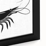 Close-up of a framed canvas wall art piece showcasing vibrant marine life, featuring a detailed shrimp design in bright colors, ideal for ocean-themed decor.