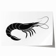 Vibrant marine life wall art featuring an intricately designed shrimp illustration on a rolled print, perfect for ocean-themed decor, showcasing detailed colors and textures.