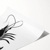 Vibrant marine life wall art print showcasing intricately designed shrimp in a colorful underwater scene, rolled for easy display and shipping. Perfect for ocean-themed decor enthusiasts.