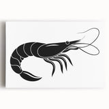 Vibrant stretched canvas wall art showcasing a detailed marine life shrimp design in bright colors, perfect for ocean-themed decor or coastal interiors.