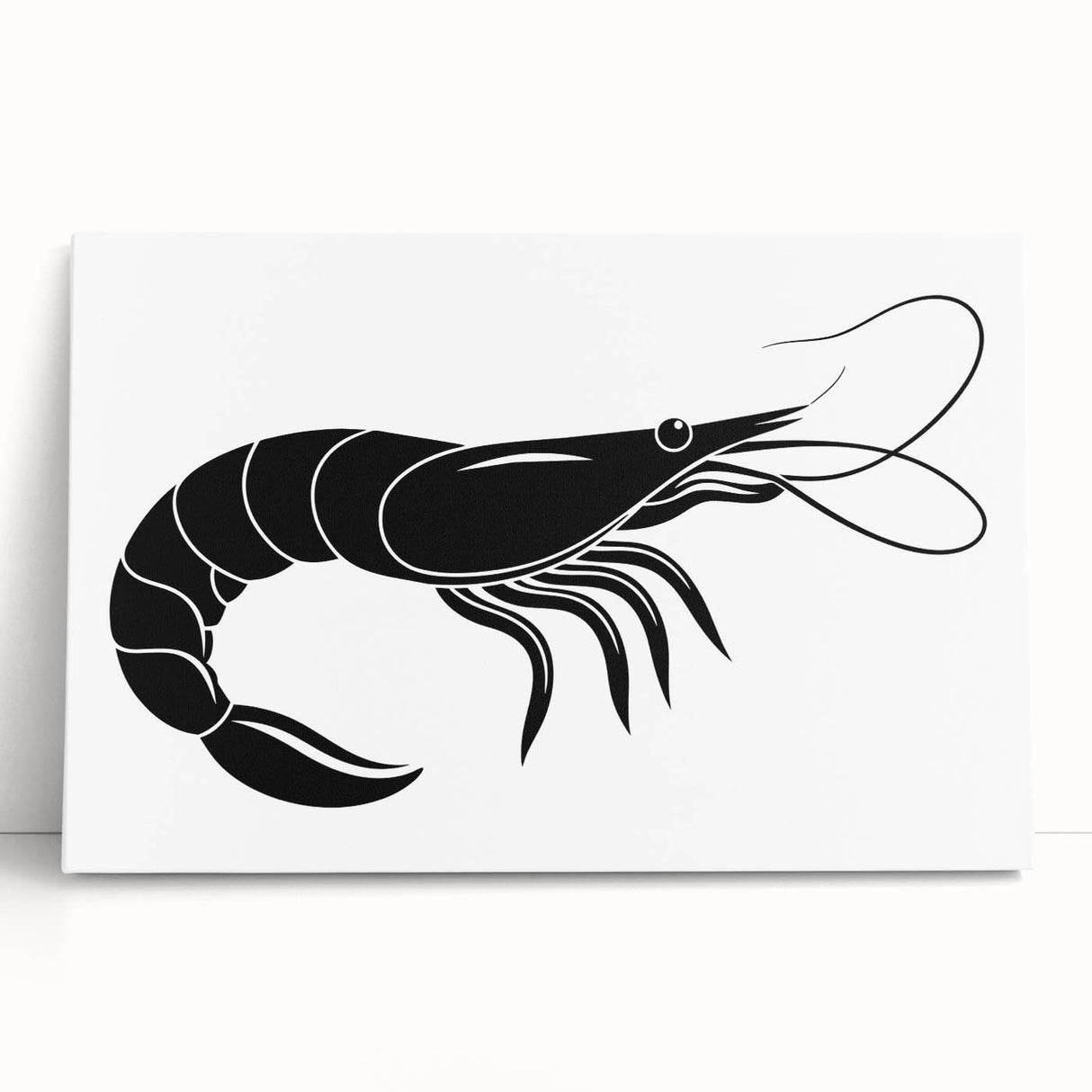 Stretched canvas wall art showcasing a vibrant marine life shrimp design, with vivid colors and intricate details, perfect for ocean-themed decor.