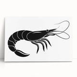 Stretched canvas wall art showcasing a vibrant marine life shrimp design, with vivid colors and intricate details, perfect for ocean-themed decor.