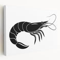 Colorful marine life wall art featuring a vibrant shrimp design, printed on stretched canvas with a gallery wrap, showcasing intricate details and textures. Perfect for ocean-themed decor.