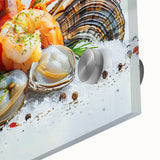 Close-up of vibrant marine life wall art design featuring colorful shrimp, printed on acrylic glass, ideal for ocean-themed decor and enhancing interior aesthetics.