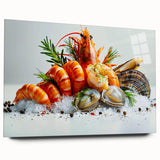 Vibrant acrylic wall art featuring a marine life shrimp design, showcasing intricate details and colors, presented in a side view without pins, perfect for aquatic-themed decor.