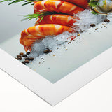 Colorful rolled canvas wall art showcasing a vibrant marine life shrimp design, perfect for ocean-themed decor. The artwork features intricate details and textures, ideal for adding a unique touch to any space.