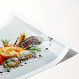 Vibrant wall art print showcasing a detailed marine life shrimp design, featuring vivid colors and intricate patterns, perfect for ocean-themed decor.