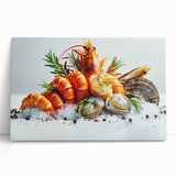 Stretched canvas wall art showcasing a vibrant marine life shrimp design, featuring intricate details and vivid colors, perfect for ocean-themed decor.