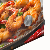 Close-up of a vibrant marine life wall art design featuring colorful shrimp, printed on acrylic glass, showcasing intricate details and textures, perfect for sea-themed decor.