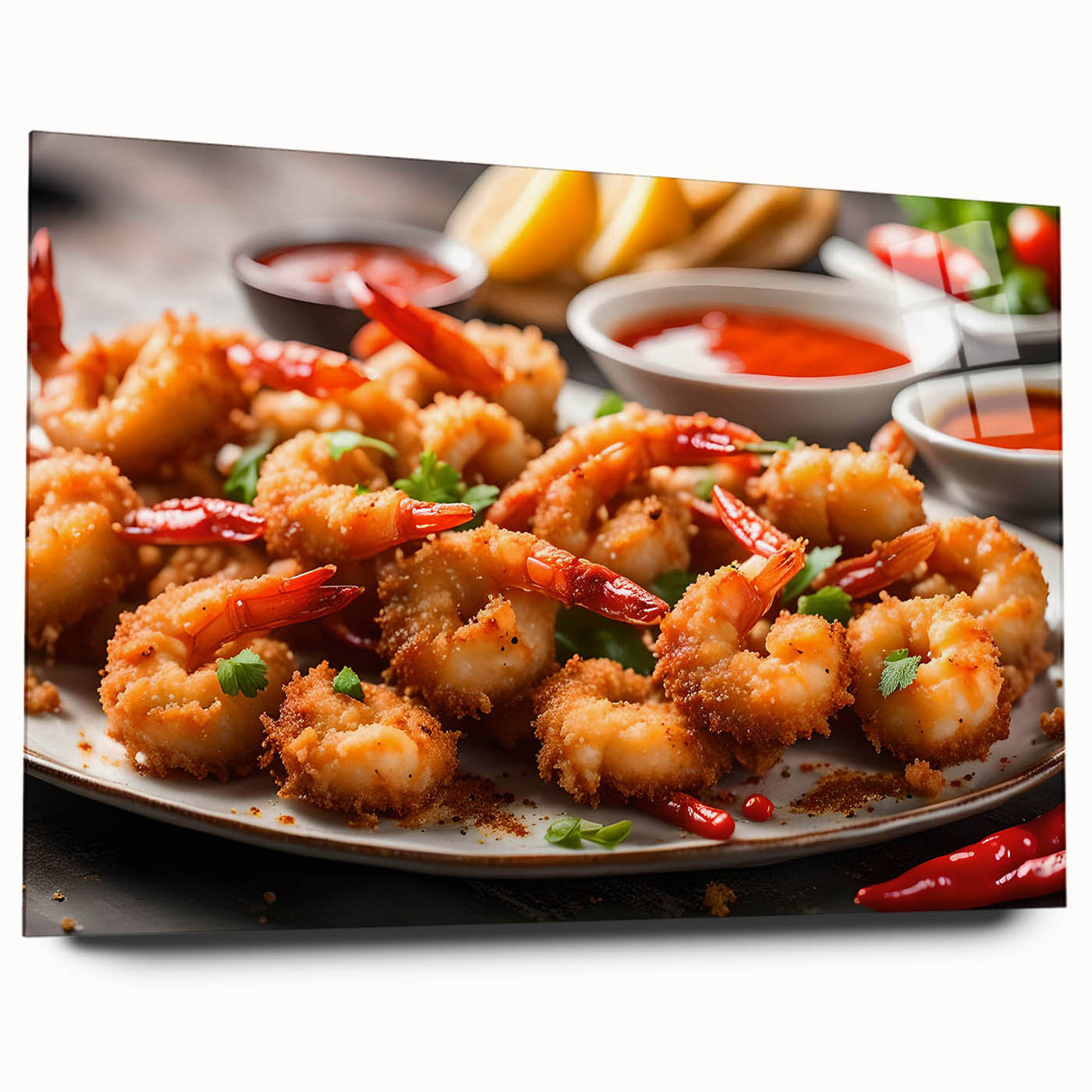 Acrylic wall art featuring a vibrant marine life shrimp design, showcasing intricate details and bright colors, ideal for ocean-themed decor and art enthusiasts.