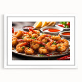 Framed marine life wall art featuring a detailed shrimp design, displayed in a white mat and frame, perfect for ocean-themed decor in living spaces.