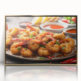 Framed wall art showcasing a vibrant marine life shrimp design, featuring a sleek gold frame and high-quality acrylic for a modern touch in home decor.