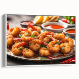 Framed canvas wall art featuring a vibrant marine life shrimp design, showcasing intricate details and colors against a white background, perfect for ocean-themed decor.