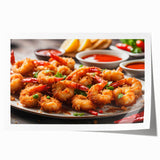 Illustration of vibrant marine life shrimp design on a rolled wall art print, showcasing intricate details and colors, perfect for ocean-themed decor. Ideal for adding a touch of underwater beauty to any space.