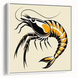 Framed canvas wall art showcasing a detailed marine life shrimp design in vibrant colors, set against a white background, perfect for ocean-themed decor.