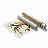 Colorful marine life shrimp wall art design, showcasing intricate details and vibrant hues, perfect for coastal decor enthusiasts. Ideal for framing or display.