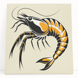 Vibrant marine life wall art featuring a detailed shrimp design on stretched canvas, showcasing rich colors and intricate textures, perfect for ocean-themed decor.