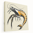 Stretched canvas wall art featuring a vibrant marine life shrimp design, showcasing intricate details and vivid colors, ideal for ocean-themed decor.