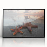 Framed wall art featuring a vibrant marine life design with a starfish, presented in an elegant black frame, ideal for coastal-themed decor. This acrylic piece adds a touch of oceanic charm to any room.