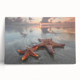 Vibrant starfish wall art design on stretched canvas, showcasing marine life colors and textures, perfect for coastal-themed decor or ocean lovers. Ideal for enhancing living spaces with a touch of nature.