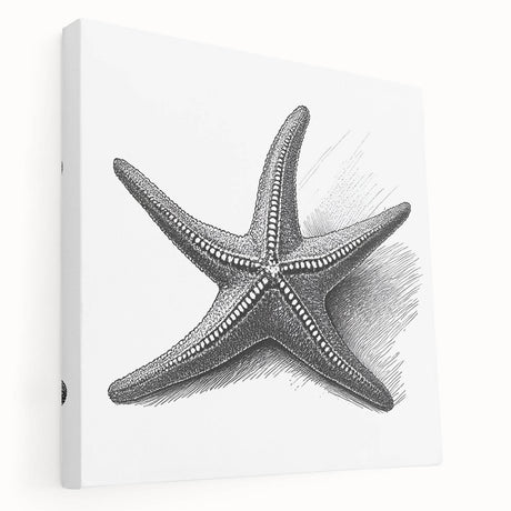 Stretched canvas wall art showcasing a vibrant starfish design, ideal for marine-themed decor, featuring rich colors and a textured finish, adding a coastal aesthetic to any space.