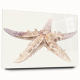 Acrylic wall art showcasing a vibrant starfish design in a marine life theme, displayed from the side. The piece features bright colors and intricate details, perfect for ocean-themed decor.