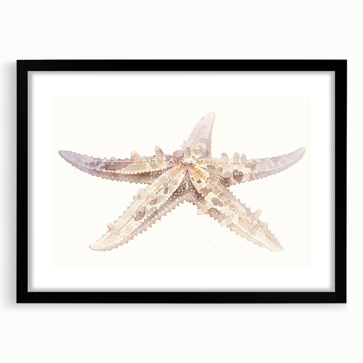 Black-framed wall art showcasing a marine life design featuring a colorful starfish, ideal for coastal decor enthusiasts, enhancing any ocean-themed interior space.