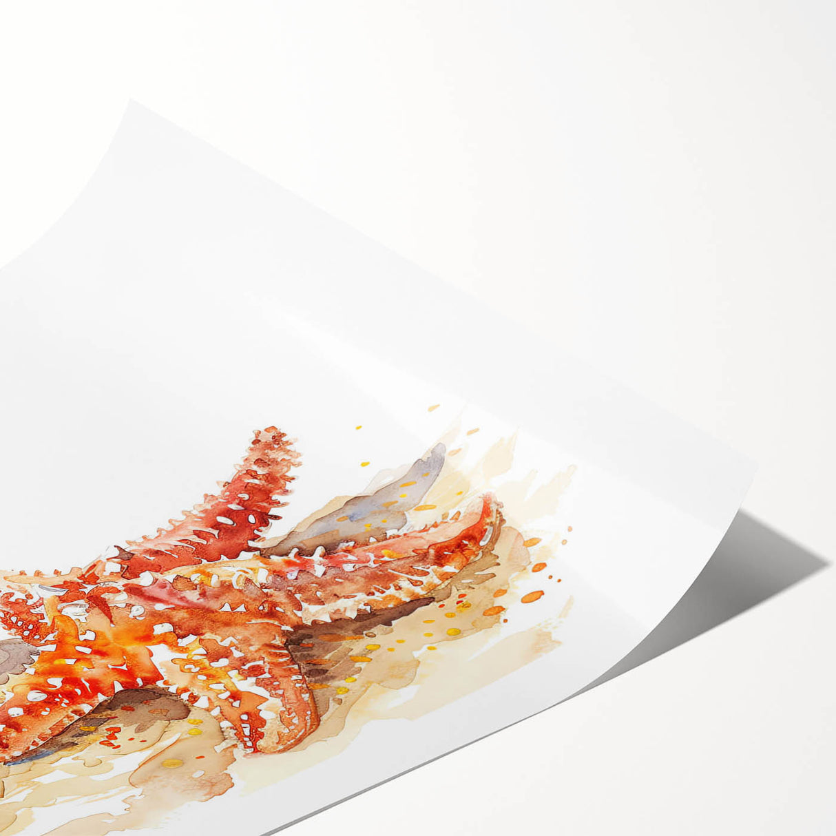 Vibrant rolled print showcasing a detailed marine life design featuring a starfish, ideal for coastal-themed home decor, presented in a protective tube.