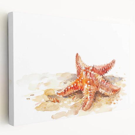 Vibrant wall art featuring a marine life starfish design on stretched canvas, showcasing intricate details and rich colors, perfect for ocean-themed decor.