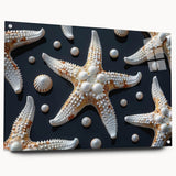 Acrylic glass wall art featuring a vibrant marine life starfish design, displayed side view with decorative pins, perfect for ocean-themed decor and art lovers.