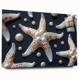 Side view of a marine life-themed wall art piece featuring a vibrant starfish design on acrylic glass, showcasing rich colors and artistic details. Perfect for ocean lovers and coastal decor enthusiasts.