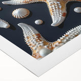 Vibrant rolled canvas wall art featuring a detailed starfish design, showcasing intricate marine life patterns in bright colors, perfect for ocean-themed decor.