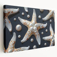 Stretched canvas wall art showcasing a vibrant marine life starfish design, featuring intricate details and a side view perspective, perfect for ocean-themed decor.