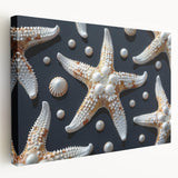 Stretched canvas wall art showcasing a vibrant marine life starfish design, featuring intricate details and a side view perspective, perfect for ocean-themed decor.