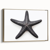 Framed canvas wall art featuring a gold side view of a starfish design, ideal for marine life enthusiasts and coastal decor, adding elegance to any space.