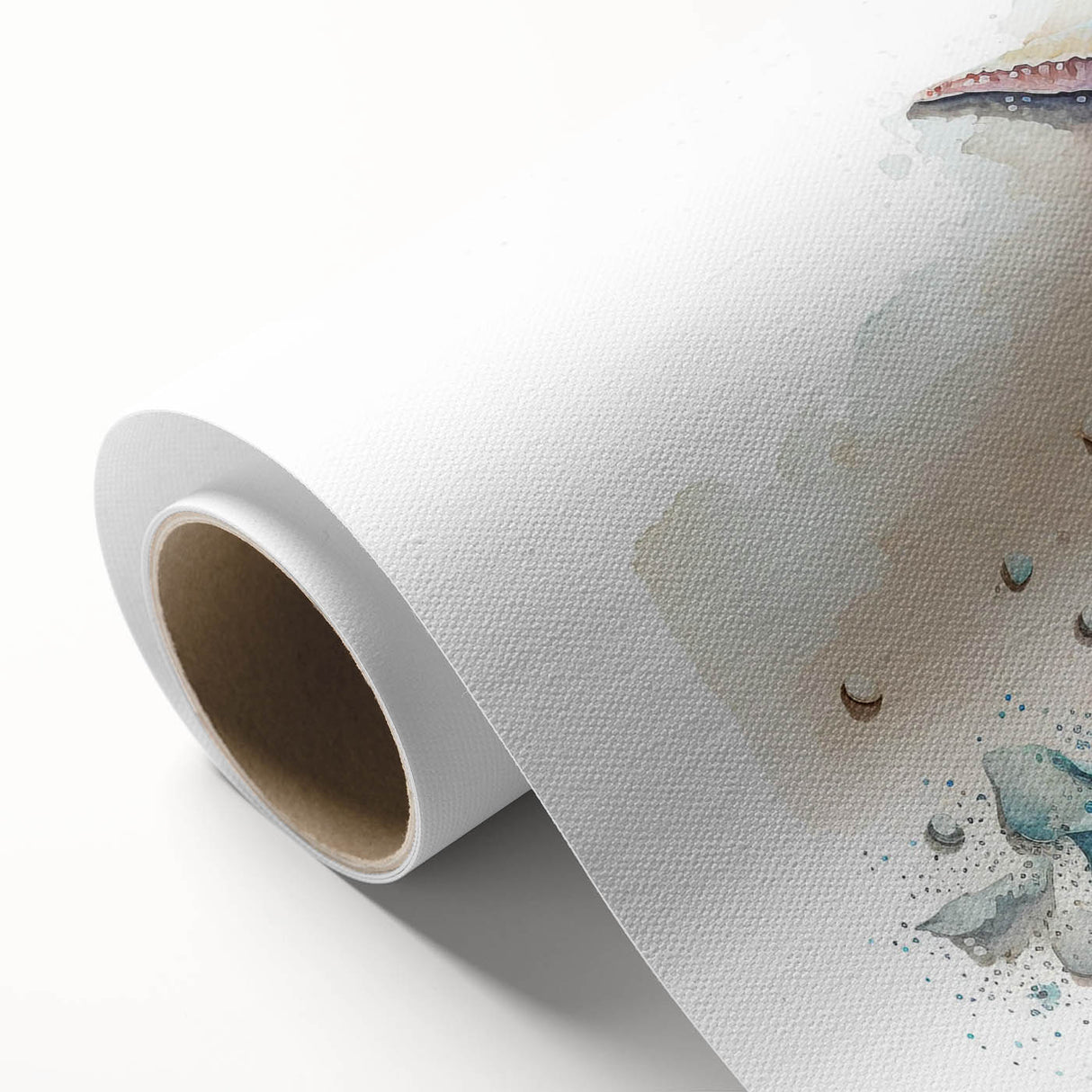 Vibrant rolled canvas artwork showcasing a detailed starfish design, perfect for marine life enthusiasts. The colorful illustration features intricate textures and is ideal for coastal-themed home decor.